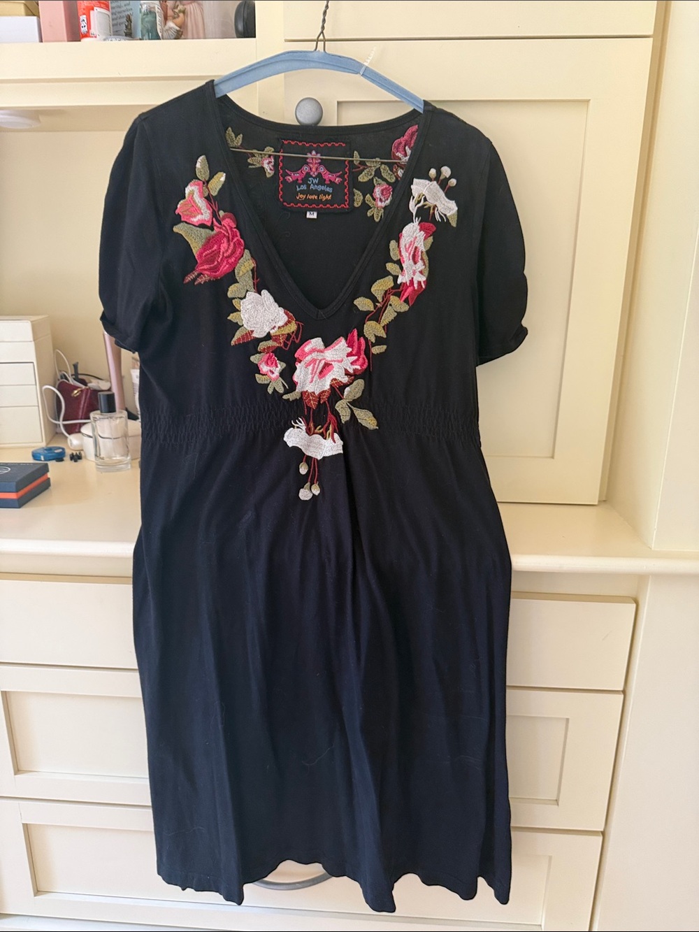 Jason Wu Black Dress with Pink & White Floral Embroidery